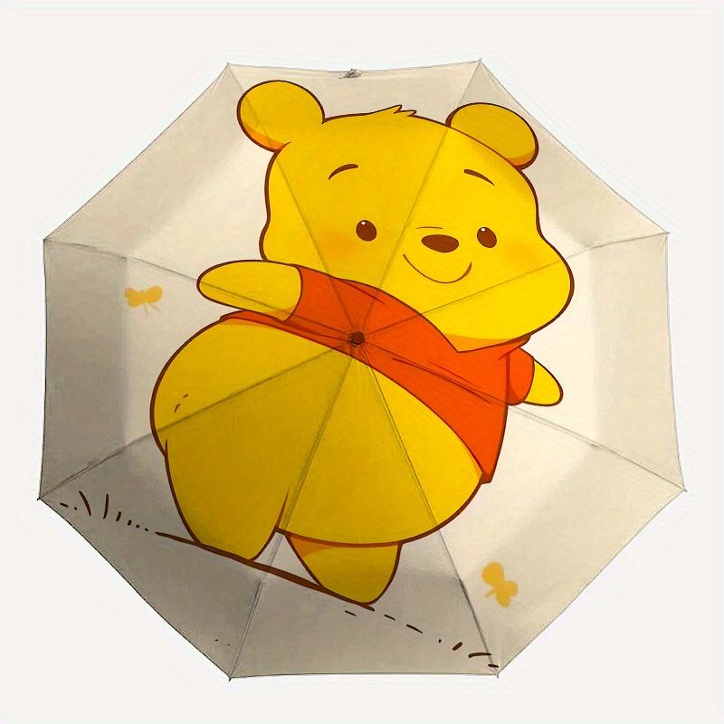 Winnie the Pooh, Honey Bear Automatic Opening and Closing Umbrella - 8 Ribs Portable Folding Umbrella with Plastic Handle, Suitable for Leis