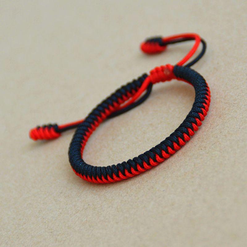 

Браслет из красной веревки ручной работы, плетеный тибетским узлом Цзю Чэн Цзинь Ган, безопасный, регулируемый, для мужчин и женщин, с красным и черным шнурком для ношения с бриллиантами Red + Black thick