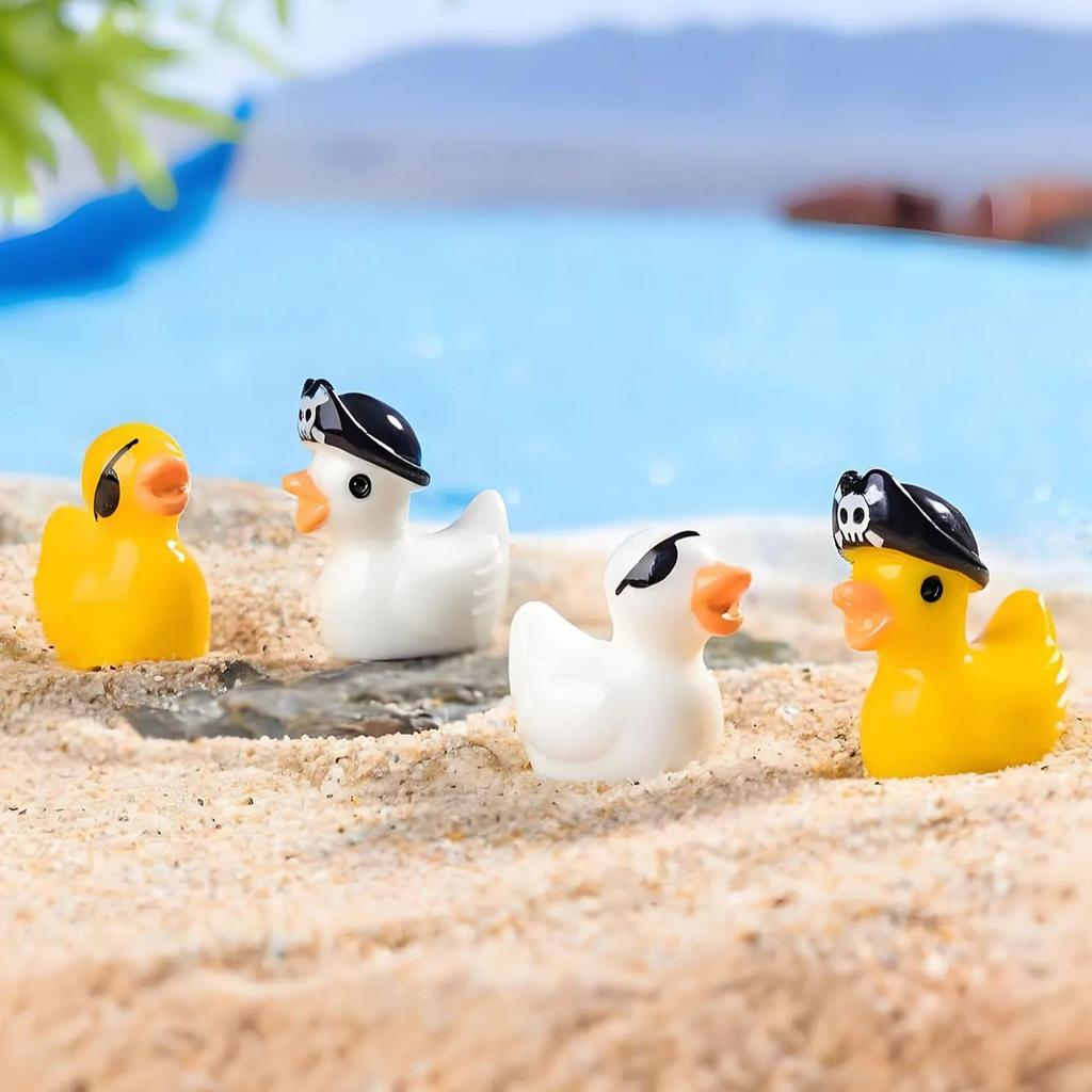 10/20Pcs Mini Resin Pirate Ducks Cute Yellow Duck Tiny Miniature Animals Figures Ornaments For Diy Fairy Garden Decoration