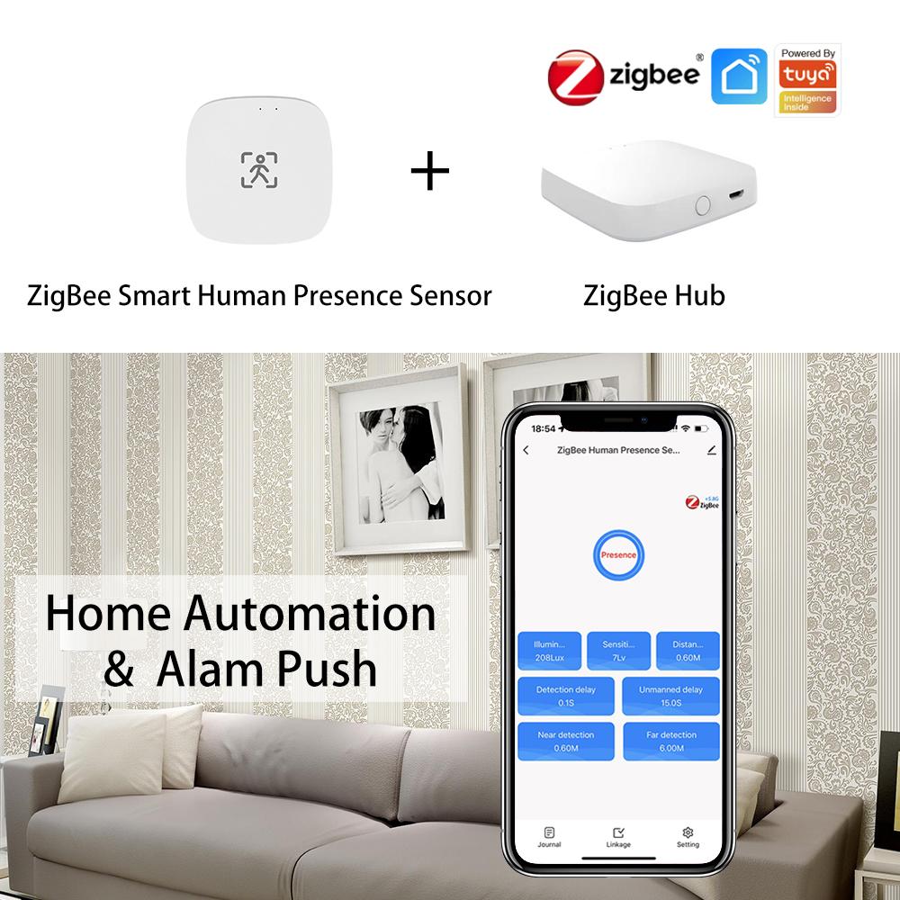 ZigBee Wifi MmWave Menschliche Anwesenheit Bewegungssensor Mit Helligkeits-/Entfernungsdetektion 5/110/220V Tuya Smart Life Hausautomation