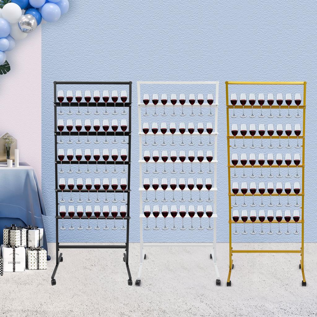 5-Tier Steel Champagne Display Stand,White/Black/Gold Champagne Glass Holder Floor Mounted 66*40*172cm for Party
