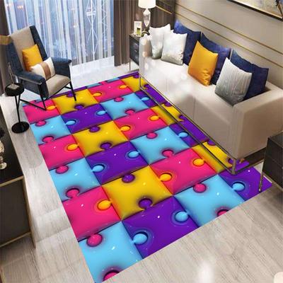 3D Stereo Puzzle Themen Wohnzimmerteppich Kreatives Verspieltes Design Indoor Heimdekoration Großer Flächenteppich Bodenmatte für Kinderzimmer