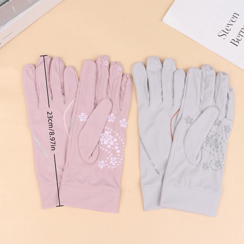 1Pair Sun Protection Gloves Sunscreen Breathable Anti-Uv Cooling Fabric Slip Gloves For Outdoor Cycling Driving