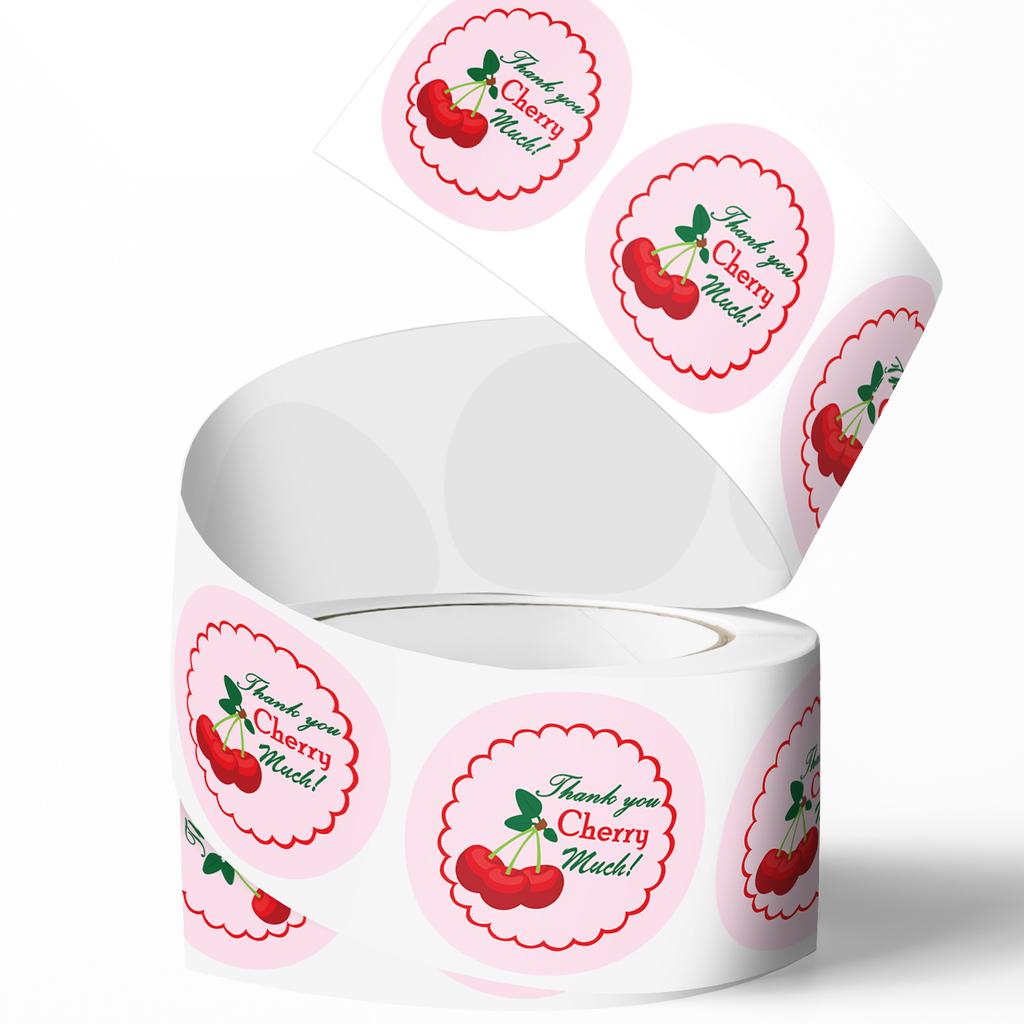 500 Stück Kirsch-Dankeschön-Aufkleber, Frucht-Klebeetiketten zum DIY-Umschlagversiegeln, Geschenkverpackung, Backen, Kuchen, Dessert, Basteln