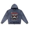 DTG print Knitted Denim Zip-Up Hoodie Sightless Brother Print Zipper Hoodies  