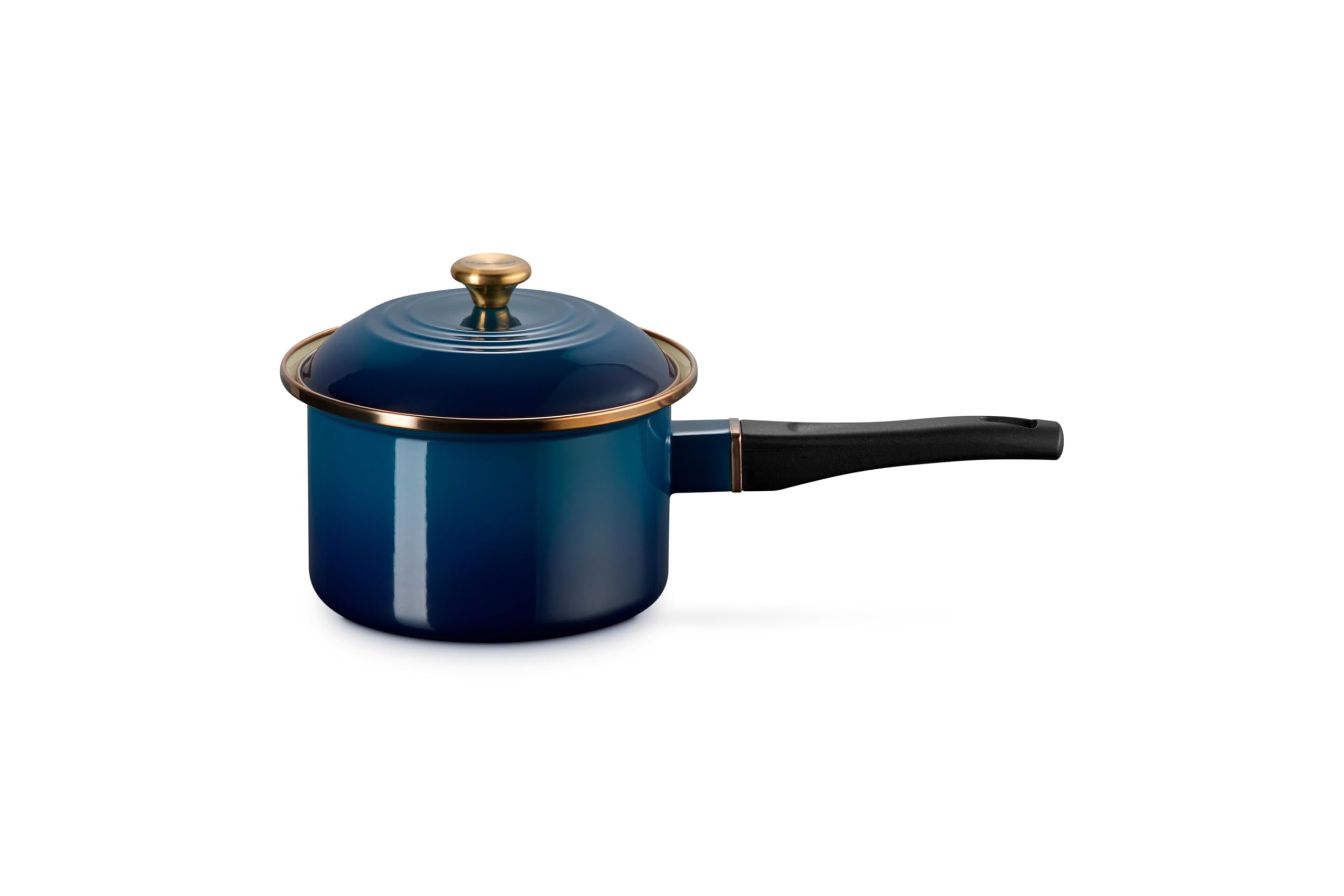 

Le Creuset EOS Enamel Agave Gold Gas and Induction Compatible Japanese Saucepan, 16cm, Design, Knob, [Official Product]