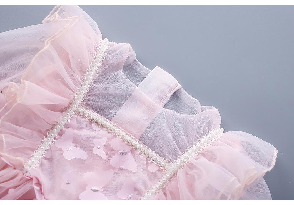Koreanischer Stil Mädchen Netz-Prinzessinnenkleid mit Schmetterlingsdesign – Frühling/Herbst Mode