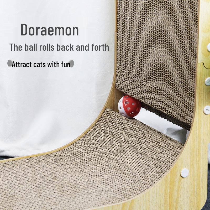 Large L-Shaped Wall-Mounted Cat Scratching Board and Bed Combo