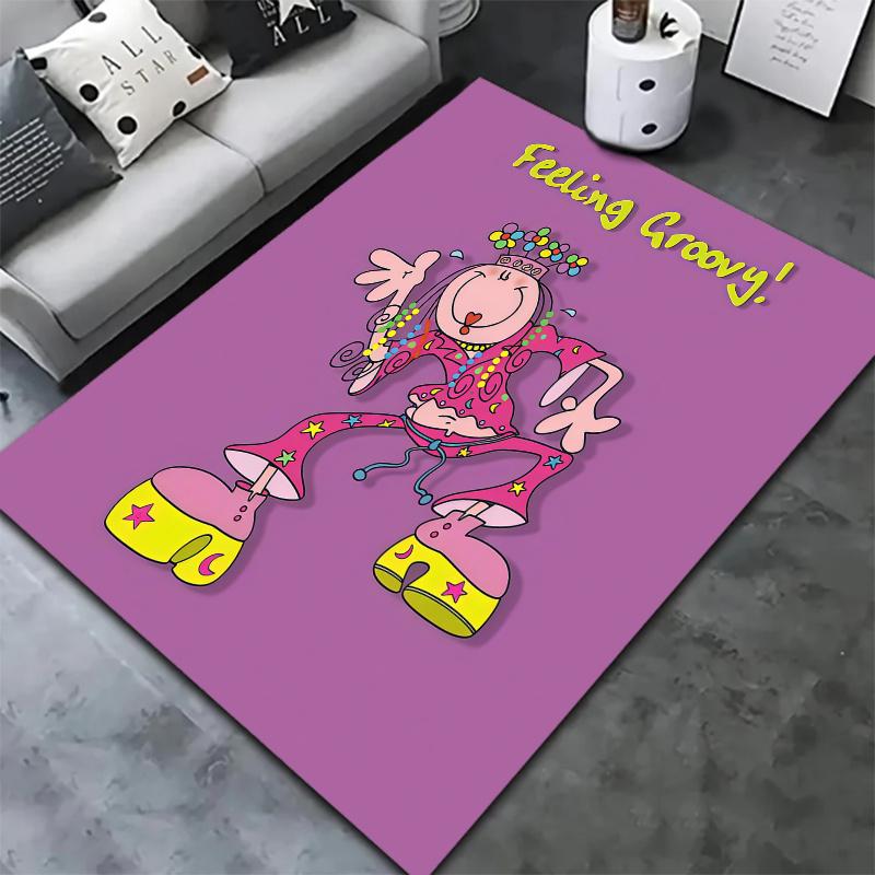 Retro Groovy Chick Carpet Rug For Living Room Bedroom Home Sofa Decoration Kids Play Nonslip Floor Mat