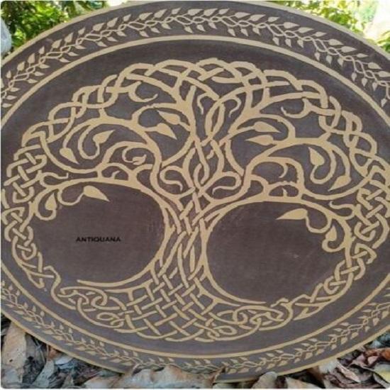 Medieval Wooden Viking Shield - Carving Wooden Round Shield 24'' Inch Wall Art