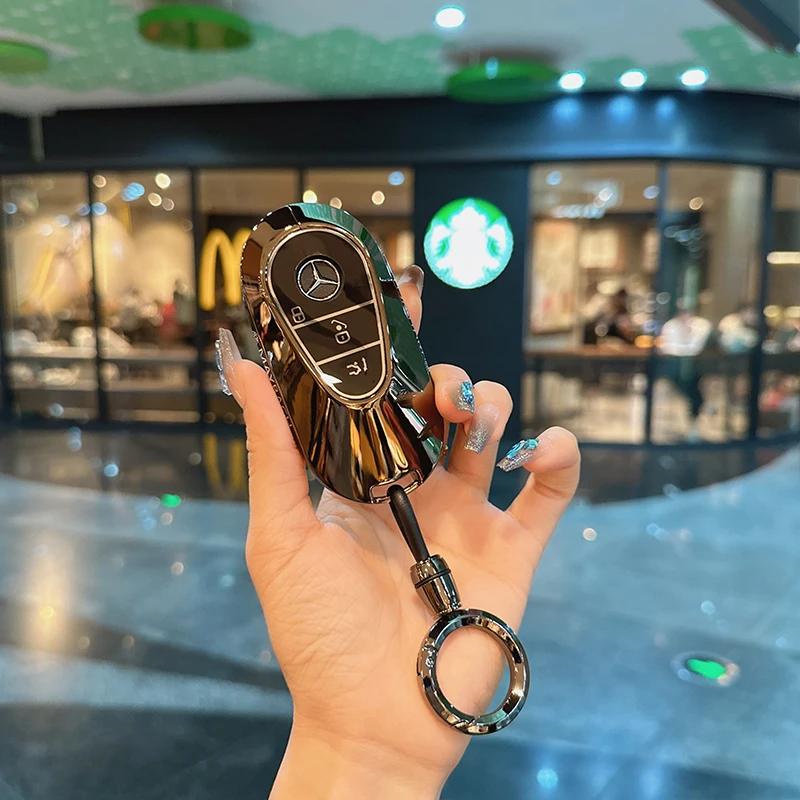 Car Key Case Cover Protection Shell Keychain For Mercedes Benz 2022 C S Class W206 W223 S350 C260 C300 S400 S450 S500 KJ1