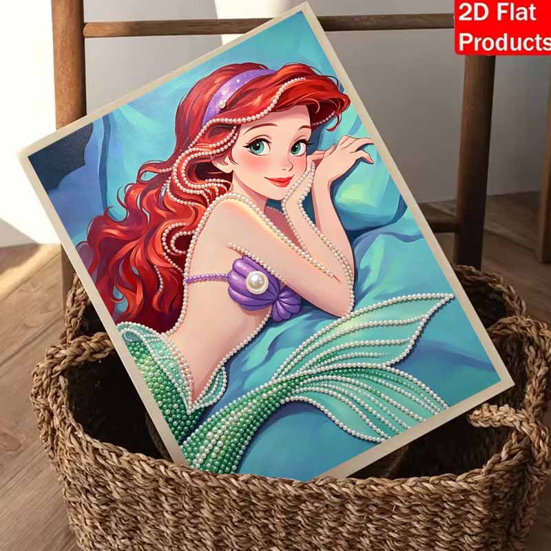 Disney Ariel Pearl Painting Handmade DIY Pearl Art Painting Simple Living Room Hanging Painting Decoration