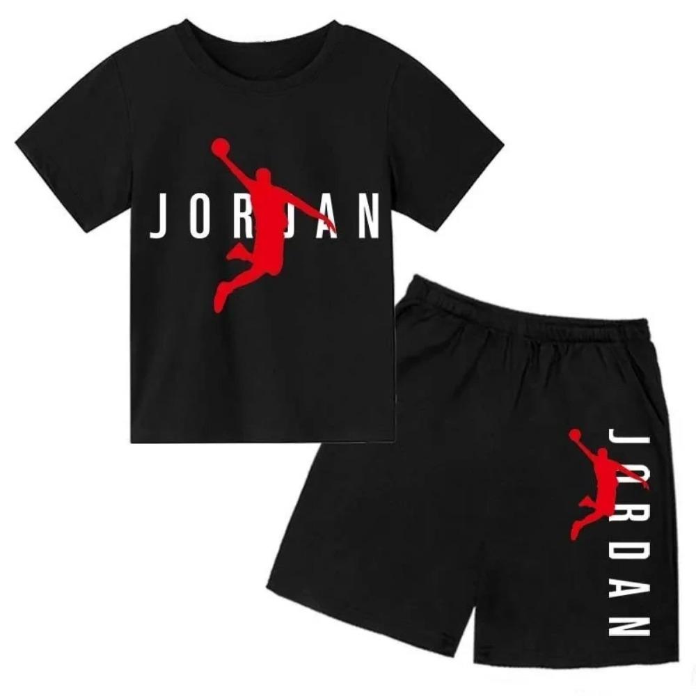 Summer Brand Letter Print Short Sleeve Kid T-shirt+shorts 2pcs Set for Boys and Girls Fashionable Casual Children s Set Outfits 110