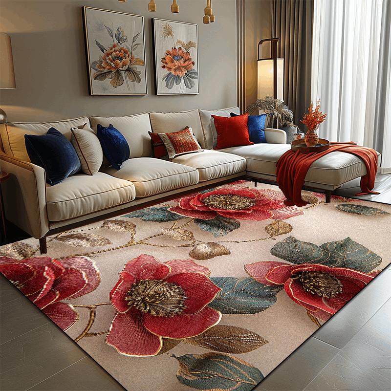 Light Luxury 3D Flower Carpets Living Room Decoration Large Rugs Modern Home Sofa Side Floor Mat Bedroom Bedside Soft Foot Mats