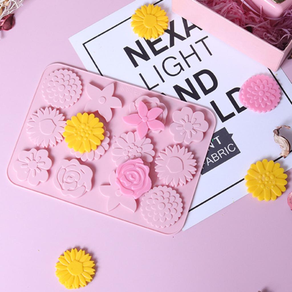 Multicavity Mix Flower Silicone Chocolate Mold Daisy Candy Biscuit Jelly Cake Decor Mould DIY Blossom Soap Candle Mold Ice Tray