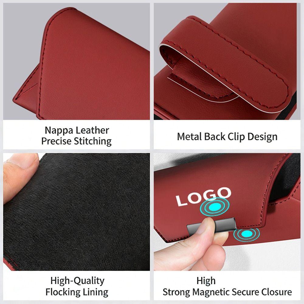 Portable Car Glasses Box Multifunctional Compact Driving Glasses Holder Car Lenses Holder PU Leather Eyeglass Storage Case Car