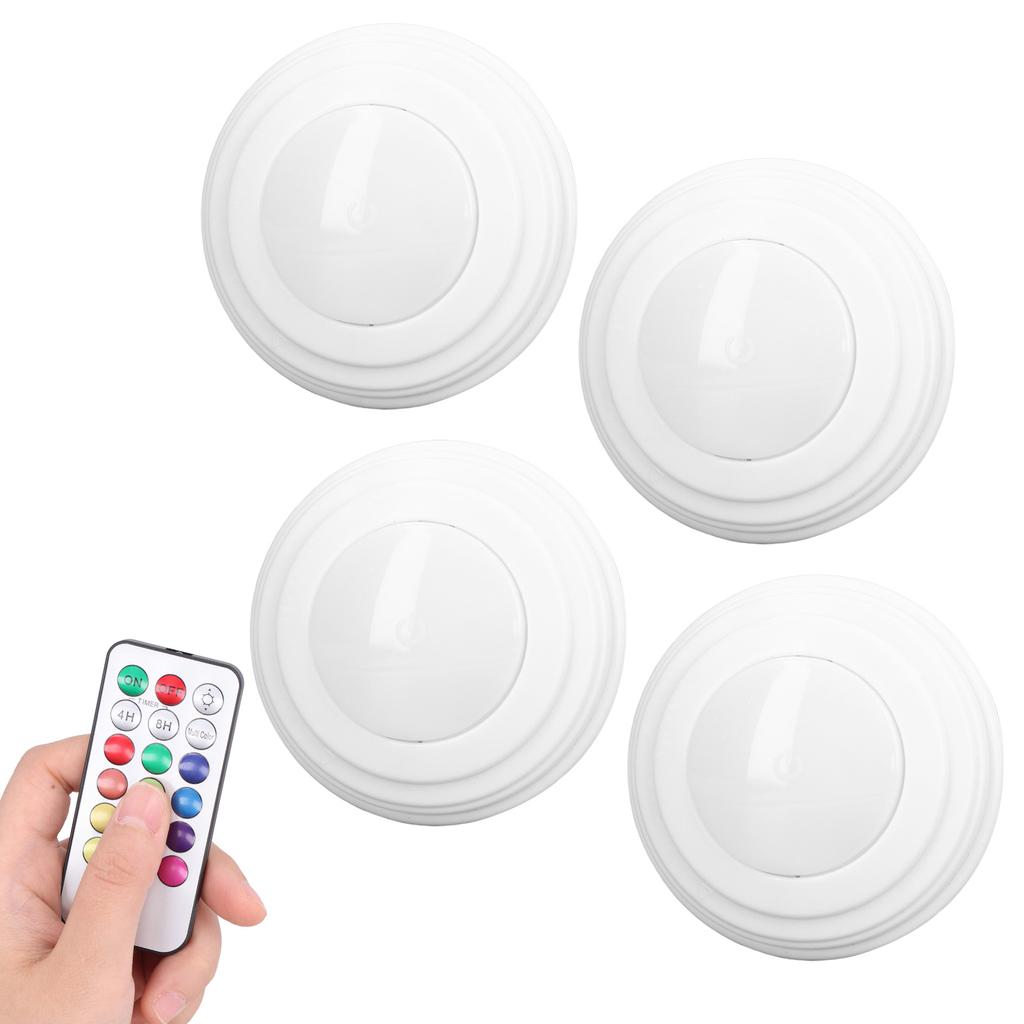 4 Stück LED Puck Licht RGBW 13 Farben Modi Fernbedienung Stanzfreie Installation Energiesparend