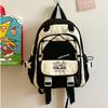 Cute Contrast Color Backpack Large Capacity Wear-resistant Students Schoolbag Nylon Multiple Pockets Travel Rucksack