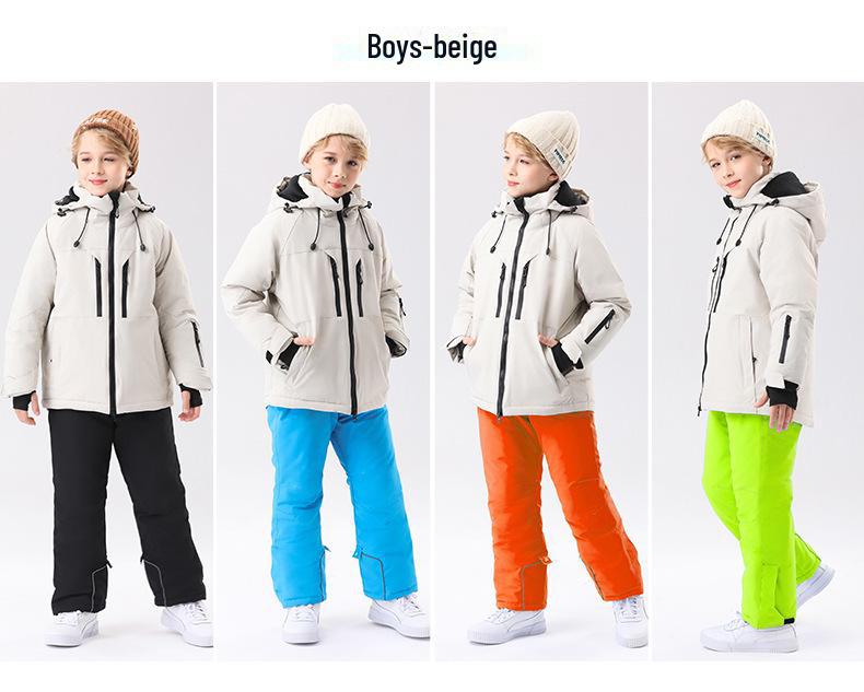 2023 Winter Children's Waterproof Ski Suit - Unisex Hooded, Breathable, and Insulated Jacket
