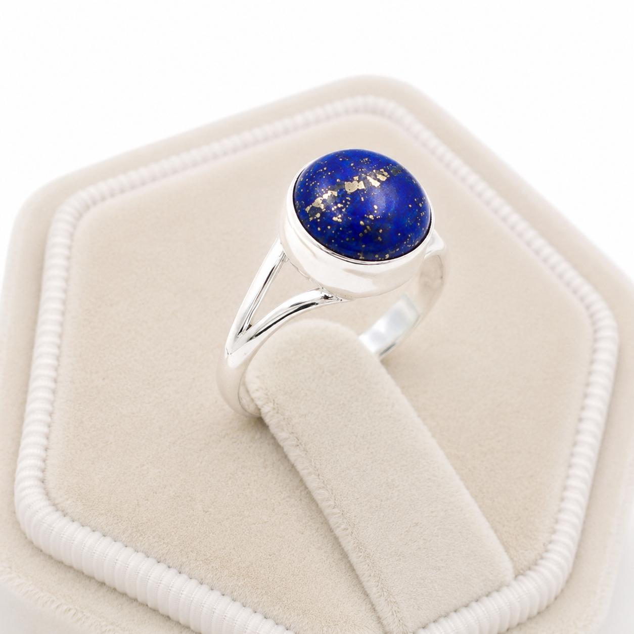 Lapis Lazuli Round Statement Ring in 925 Sterling Silver, Handmade Blue Gemstone Ring, Minimalist Boho Jewelry 4 серебряный