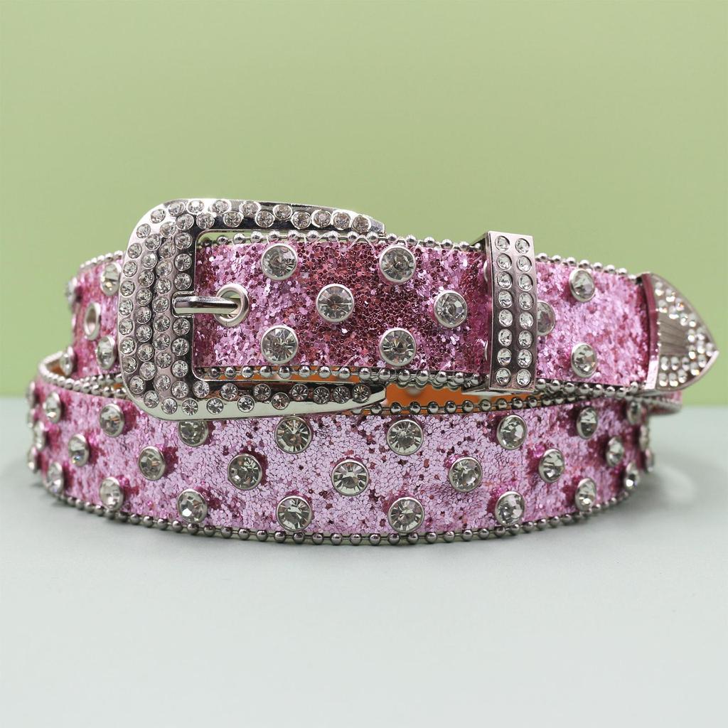 Unisex Punk Rhinestone Sequin Fashion Belt