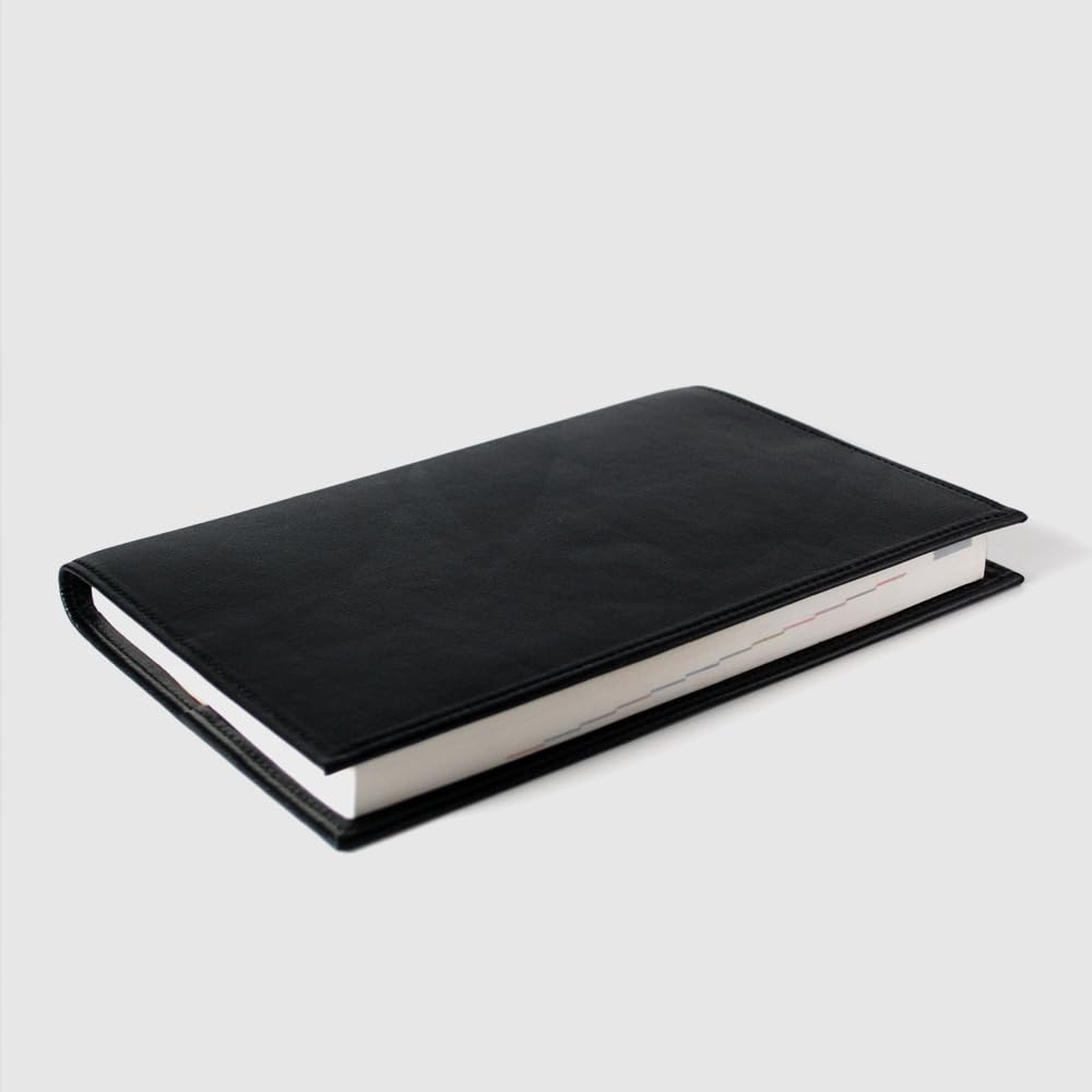 Handmade genuine leather book cover, A5 size (black), made in Japan by a bag maker