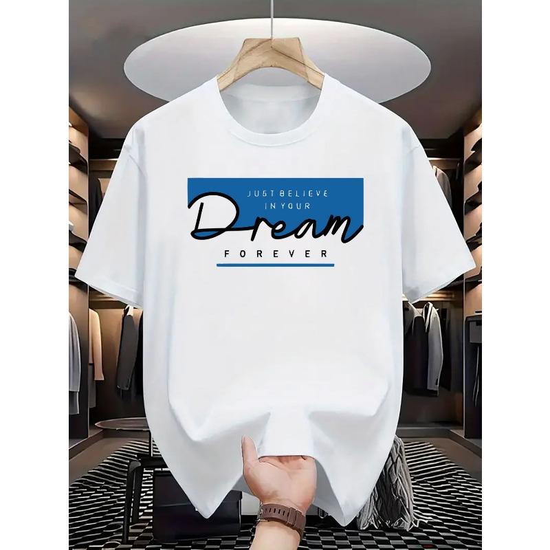 

Men s Believe in Yourself Pattern T-shirt-white Casual Round Neck T-shirt Breathable Casual Wear Essential for Christmas, Easter, Halloween S белый