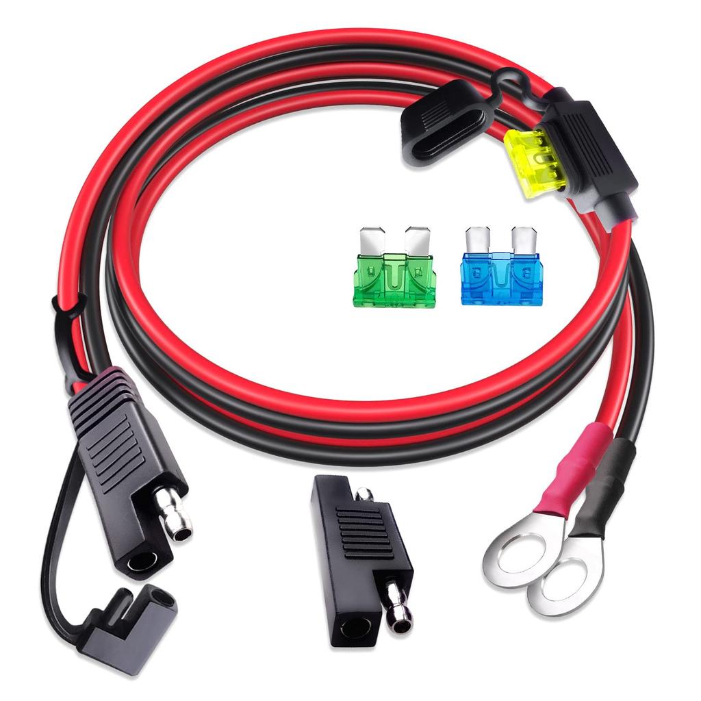 Cleqee 100cm SAE To Ring Terminal Extension Cable SAE Charging Cable SAE Extension