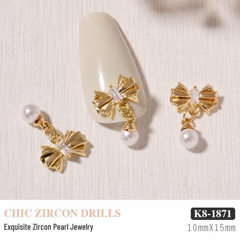 Luxurious Zircon Diamond Bow Nail Art Decorations - Japanese Style