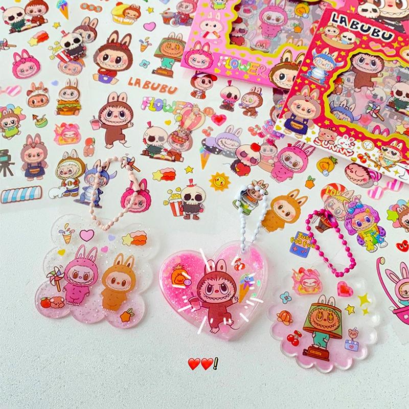 5 ks Samolepky Labubu Samolepky na studentský pohár Kawaii DIY Scrapbook Příručka Deník Estetická samolepka Školní papírnictví