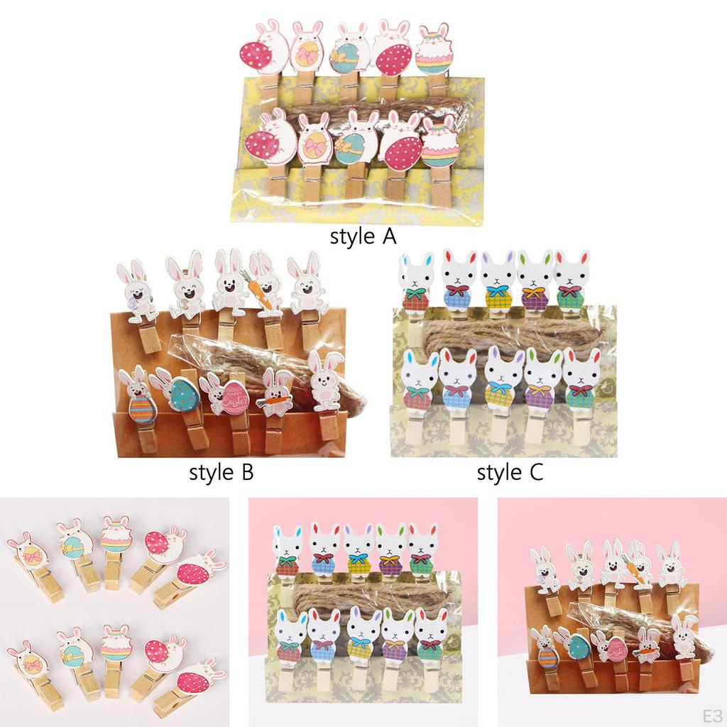 10 Pcs Easter Bunny Photo Clips Ornaments Craft Holders for DIY Notes