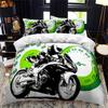 Luxury Bedding Set Motorcycle Fire Print Duvet Cover Set with Pillowcase Motocross Bedspread Boy's Bed Set