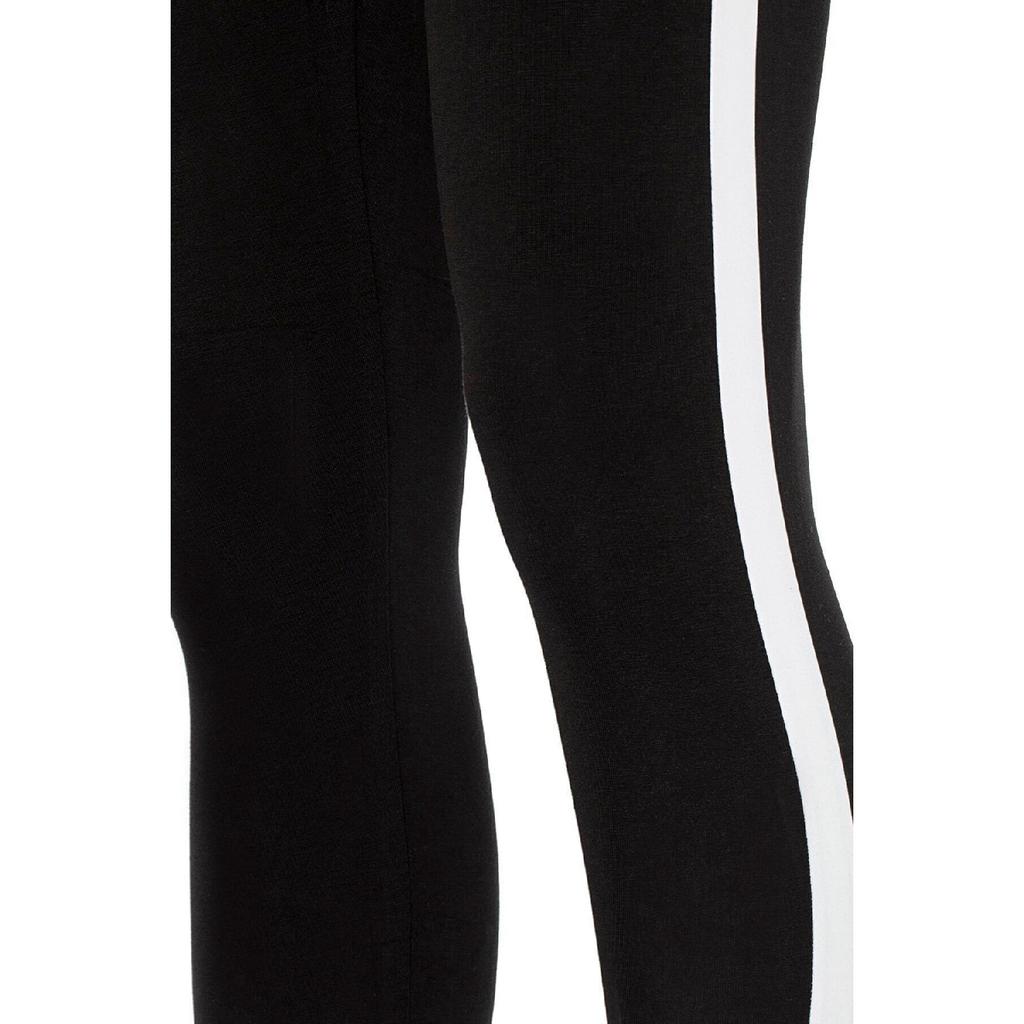 Women's Cotton Side White Striped Ankle Length King Size Lycra Sports Tights - 4902-4077