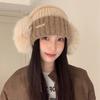Women Autumn Winter  New Knitted Beanie Cap Korean Version Thickened Warm Color Matching Couple Student Fashion Wool Hat Men