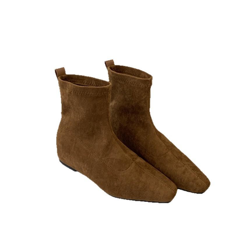 Cowhide version! Inner heightening suede pointed thin boots short boots women's shoes autumn and winter 2025 new with skirt ankle boots
