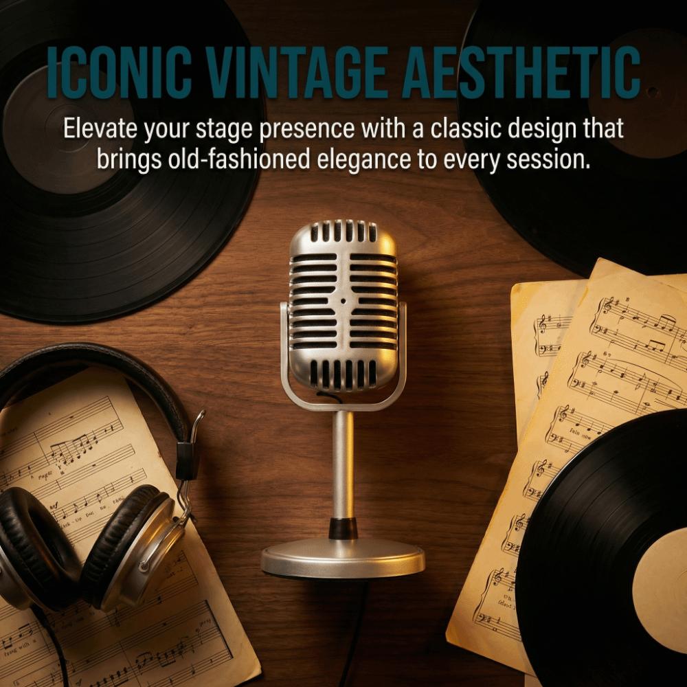 Classic Vintage Microphone Clear Sound Wired Microphone Retro Condenser Mic Karaoke
