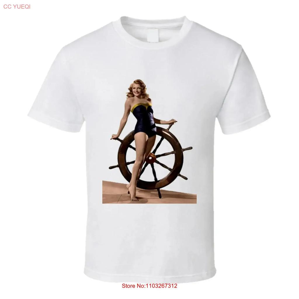 Rita Hayworth First Mate Pinup Wheel Sexy Retro Vintage T Shirt 50s 60s Helm Vintage Stretched Homme Designer Clothes