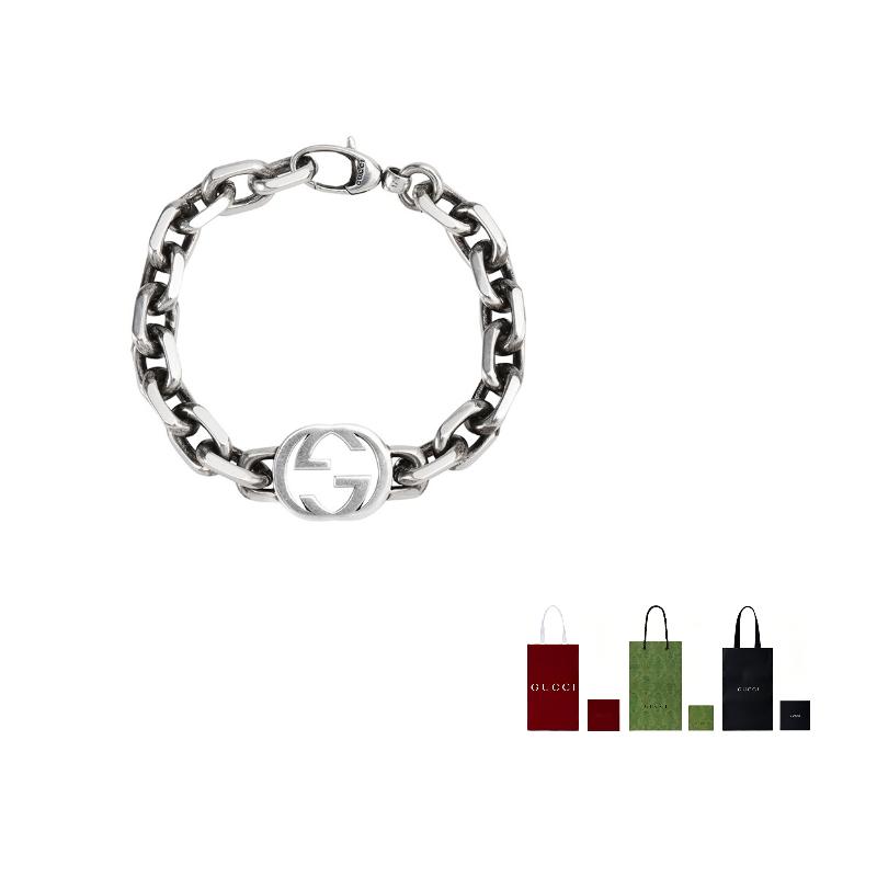 Gucci Verriegelndes doppeltes G mattes 925er Silberarmband Herrenarmband 627068-J8400-0728