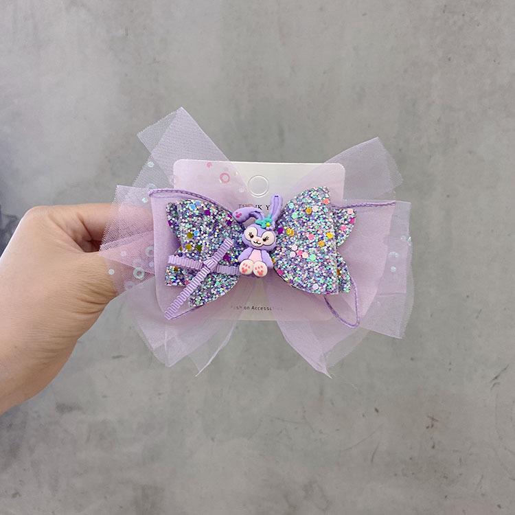 

Корейская заколка для волос с бантом принцессы и ниспадающей синей лентой