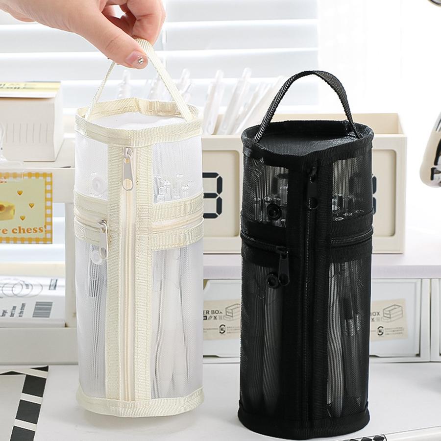 Simple Pen Holder Type Student Pencil Case High-value Cylindrical Pencil Case Large-capacity Transparent Storage Stationery Box