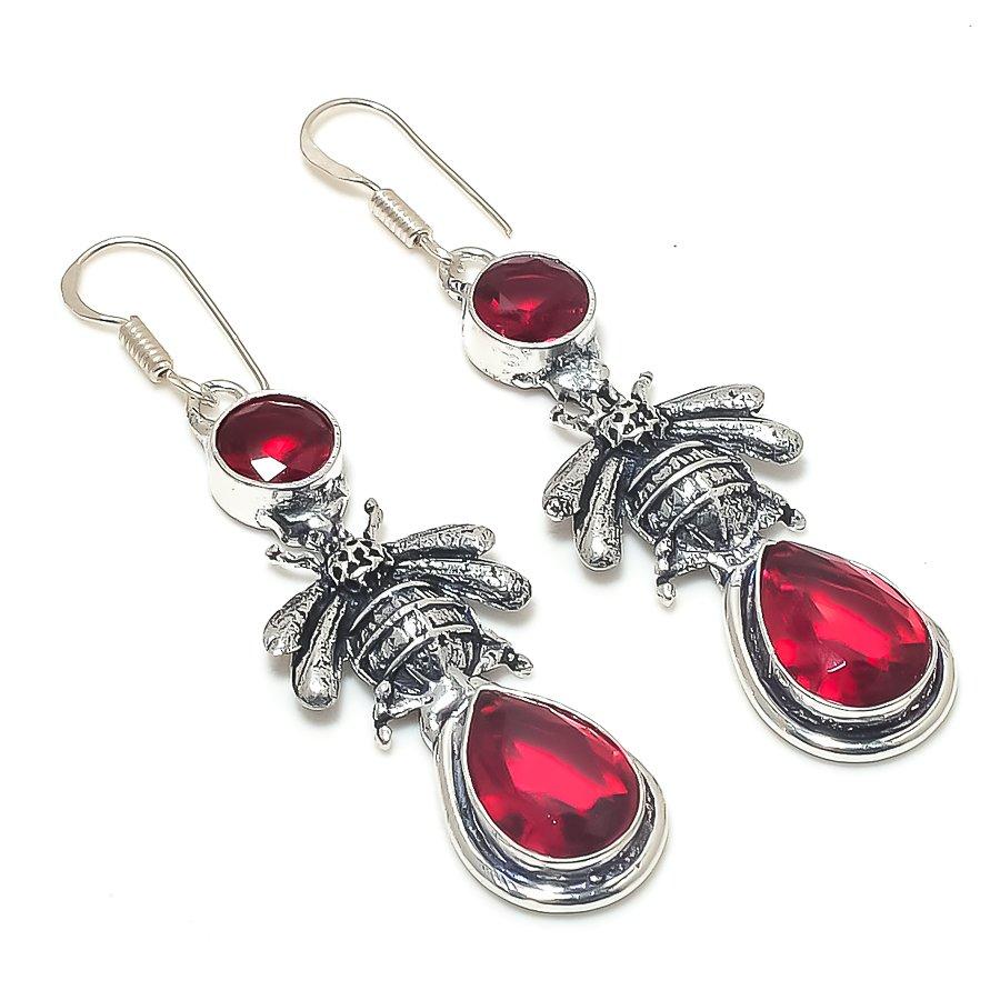 

Натуральный гранат, драгоценный камень, ручная работа, серьга из стерлингового серебра 925 пробы 2,56 J7i92