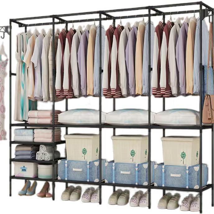 Floor-Standing Multi-Layer Coat and Clothes Rack with Storage Shelves for Dormitory or Home Use