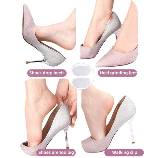 1 Pair Gel Heel Pad Self-adhesive Non-slip Foot Pain Relief Blister Prevention Loose Shoes High Heel Grip Cushion Liner Insert Shoe Accessories