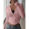 Women S Slim Fit Hooded Zip Up Knit Cardigan Long Sleeve Top