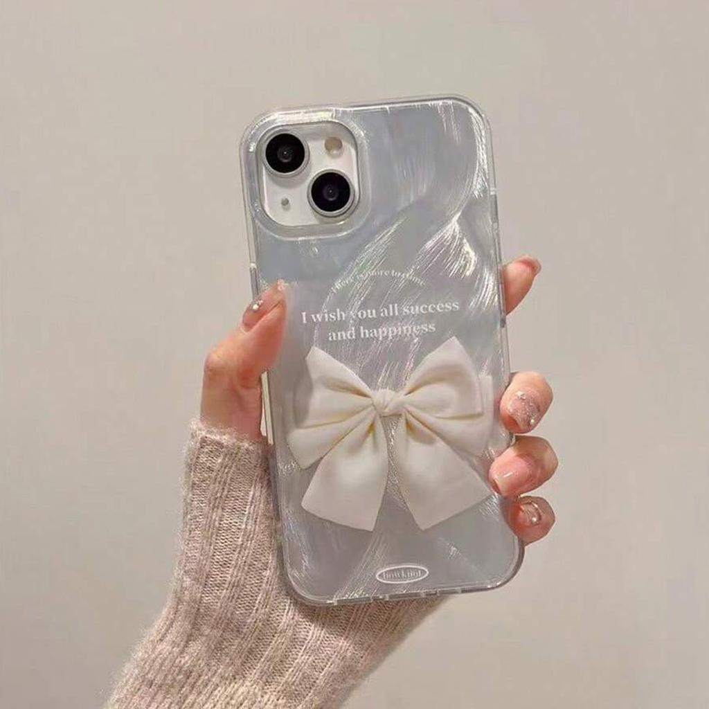 Premium Feathered Bow Phone Case For iPhone 15 14 13 12 11 Plus Pro Max Cute Full Screen Butterfly Phone Case