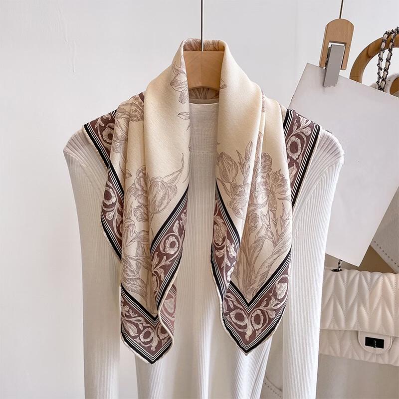 Double-Sided Silk Wool Square Scarf 65*65cm