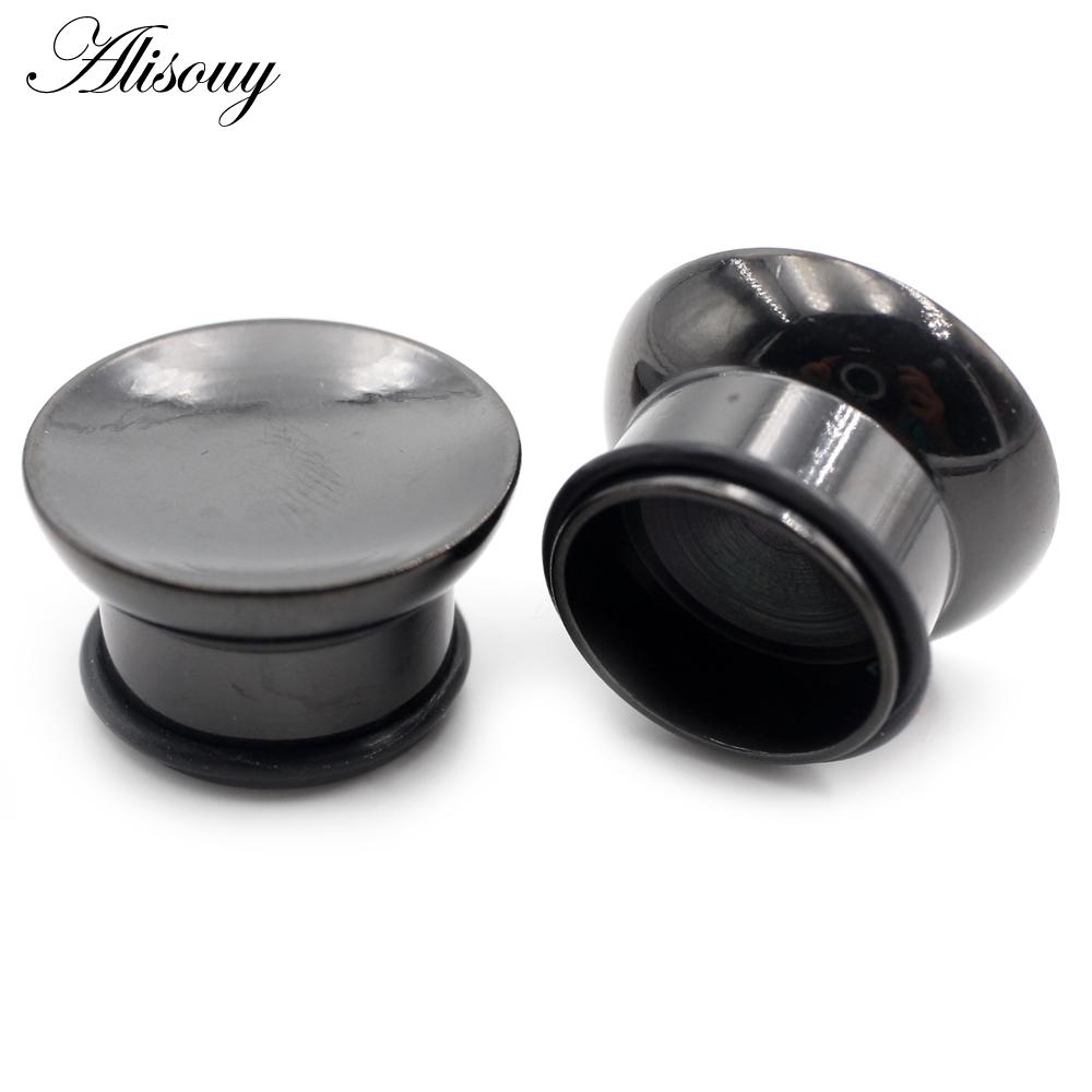 Alisouy 2 Stück konkave, hohle, schalenförmige Ohrstöpsel aus Edelstahl, ausgestellte Ohrstöpsel, Expander, Keilrahmen, Messgeräte, Piercing, Körperschmuck