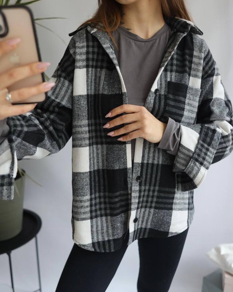European and American Woolen Plaid Shirt Women's Retro Outer Wear Versatile Top Autumn and Winter Thickened Polished Jacket Shirt