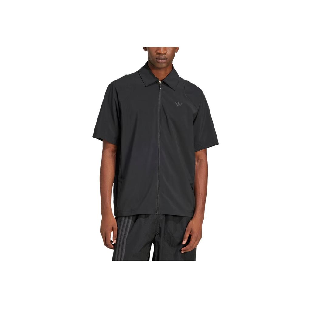 Adidas Originals Logo Zip Kurzarmhemd Herren Hemden Schwarz JD0048
