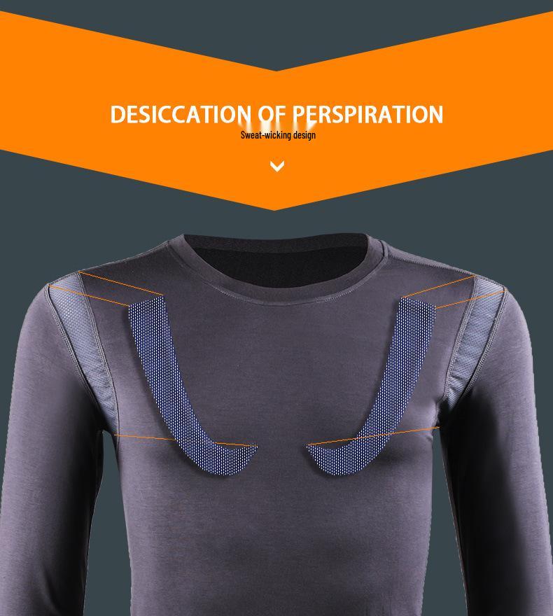Men's Slim-fit Warm Mesh Base Layer Shirt - Round Neck, Breathable, Sweat-wicking, Thin Top for Autumn/Winter